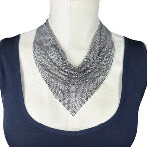 Silver Tone Mesh Handkerchief Necklace